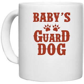                       UDNAG White Ceramic Coffee / Tea Mug 'Dogs | Baby's guard dog' Perfect for Gifting [330ml]                                              