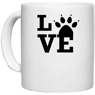                       UDNAG White Ceramic Coffee / Tea Mug 'Dogs | I pove' Perfect for Gifting [330ml]                                              