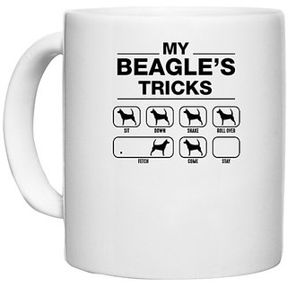                       UDNAG White Ceramic Coffee / Tea Mug 'Dogs | My beagles tricks' Perfect for Gifting [330ml]                                              