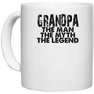                       UDNAG White Ceramic Coffee / Tea Mug 'Grand father | grandpa the man' Perfect for Gifting [330ml]                                              