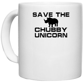                       UDNAG White Ceramic Coffee / Tea Mug 'Save animals | save the chubby unicorn' Perfect for Gifting [330ml]                                              