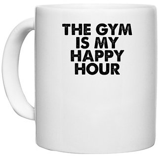                       UDNAG White Ceramic Coffee / Tea Mug 'Gym | this gym is my happy hour' Perfect for Gifting [330ml]                                              