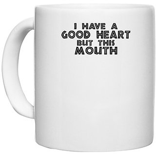                       UDNAG White Ceramic Coffee / Tea Mug 'Good Heart | i have a good heart' Perfect for Gifting [330ml]                                              