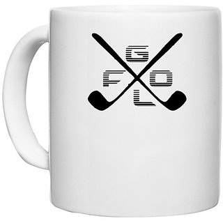                       UDNAG White Ceramic Coffee / Tea Mug 'Golf | golf' Perfect for Gifting [330ml]                                              