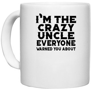                       UDNAG White Ceramic Coffee / Tea Mug 'Uncle | i'm the crazy uncle' Perfect for Gifting [330ml]                                              