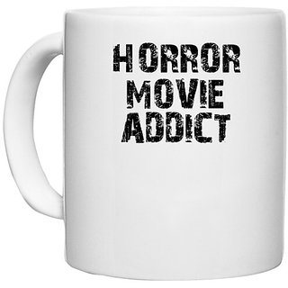                       UDNAG White Ceramic Coffee / Tea Mug 'Movie | horror movie addict' Perfect for Gifting [330ml]                                              