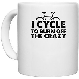                       UDNAG White Ceramic Coffee / Tea Mug 'Cycle | cycle to burn off' Perfect for Gifting [330ml]                                              
