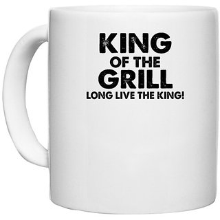                       UDNAG White Ceramic Coffee / Tea Mug 'King | king of the grill' Perfect for Gifting [330ml]                                              