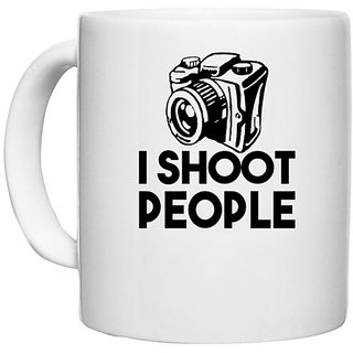                       UDNAG White Ceramic Coffee / Tea Mug 'Photographer | i shoot people' Perfect for Gifting [330ml]                                              