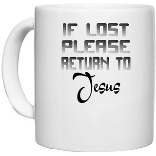                       UDNAG White Ceramic Coffee / Tea Mug 'if lost please' Perfect for Gifting [330ml]                                              