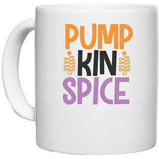                       UDNAG White Ceramic Coffee / Tea Mug 'Halloween | pumpkin' Perfect for Gifting [330ml]                                              