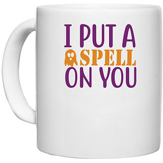                       UDNAG White Ceramic Coffee / Tea Mug 'Halloween | I put a spell on you copy' Perfect for Gifting [330ml]                                              