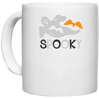                       UDNAG White Ceramic Coffee / Tea Mug 'Halloween | Spooky' Perfect for Gifting [330ml]                                              