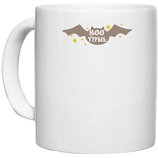                       UDNAG White Ceramic Coffee / Tea Mug 'Halloween | Bootiful' Perfect for Gifting [330ml]                                              