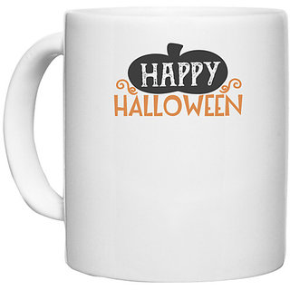                       UDNAG White Ceramic Coffee / Tea Mug 'Halloween | Happy Halloween copy' Perfect for Gifting [330ml]                                              