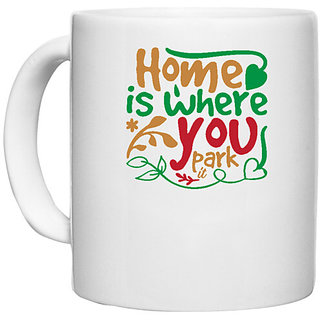                       UDNAG White Ceramic Coffee / Tea Mug 'Christmas | home is where you' Perfect for Gifting [330ml]                                              