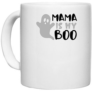                       UDNAG White Ceramic Coffee / Tea Mug 'Halloween | mama is my boo' Perfect for Gifting [330ml]                                              