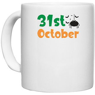                       UDNAG White Ceramic Coffee / Tea Mug 'Halloween | 31st october' Perfect for Gifting [330ml]                                              