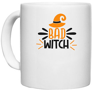                      UDNAG White Ceramic Coffee / Tea Mug 'Halloween | bad witch' Perfect for Gifting [330ml]                                              