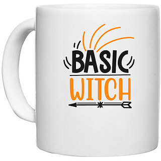UDNAG White Ceramic Coffee / Tea Mug 'Halloween | basic witch' Perfect for Gifting [330ml]