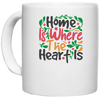                      UDNAG White Ceramic Coffee / Tea Mug 'Christmas | home is where the heart is' Perfect for Gifting [330ml]                                              