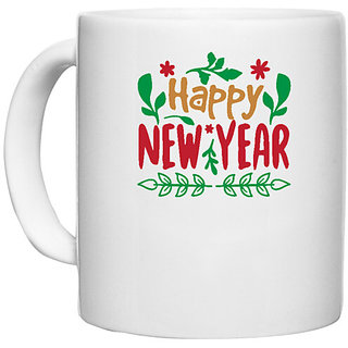                       UDNAG White Ceramic Coffee / Tea Mug 'Christmas | happy new year copy' Perfect for Gifting [330ml]                                              