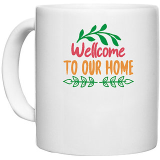                       UDNAG White Ceramic Coffee / Tea Mug 'Christmas | wellcome to our home' Perfect for Gifting [330ml]                                              
