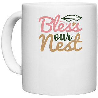                       UDNAG White Ceramic Coffee / Tea Mug 'Christmas | bless our nest' Perfect for Gifting [330ml]                                              