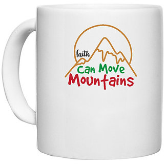                       UDNAG White Ceramic Coffee / Tea Mug 'Christmas | faith can move mountains' Perfect for Gifting [330ml]                                              