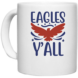                       UDNAG White Ceramic Coffee / Tea Mug 'Christmas | Eagles y'all' Perfect for Gifting [330ml]                                              
