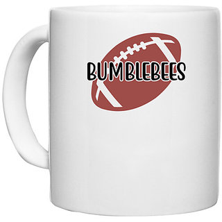                       UDNAG White Ceramic Coffee / Tea Mug 'Football | Bumblebees' Perfect for Gifting [330ml]                                              