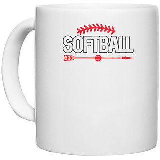                       UDNAG White Ceramic Coffee / Tea Mug 'Softball | softball' Perfect for Gifting [330ml]                                              