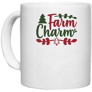                      UDNAG White Ceramic Coffee / Tea Mug 'Christmas | farm charm' Perfect for Gifting [330ml]                                              
