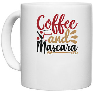                       UDNAG White Ceramic Coffee / Tea Mug 'Christmas | coffee and mascara' Perfect for Gifting [330ml]                                              