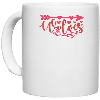                       UDNAG White Ceramic Coffee / Tea Mug 'Christmas | wolves' Perfect for Gifting [330ml]                                              