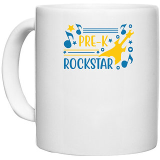                       UDNAG White Ceramic Coffee / Tea Mug 'Student teacher | Pre-k rockstar' Perfect for Gifting [330ml]                                              