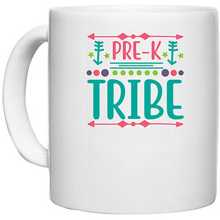                       UDNAG White Ceramic Coffee / Tea Mug 'Student teacher | Pre-k tribe' Perfect for Gifting [330ml]                                              