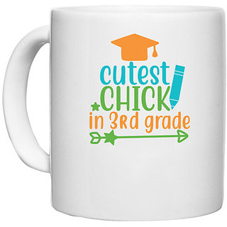                       UDNAG White Ceramic Coffee / Tea Mug 'Student teacher | cutest chick in 3rd grade' Perfect for Gifting [330ml]                                              