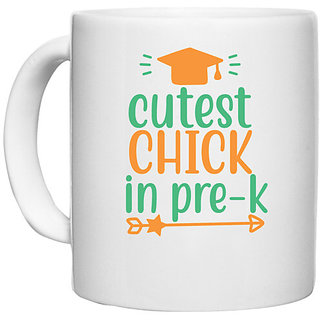                       UDNAG White Ceramic Coffee / Tea Mug 'Student teacher | cutest chick in pre-k' Perfect for Gifting [330ml]                                              
