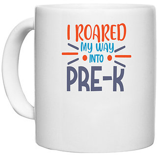                       UDNAG White Ceramic Coffee / Tea Mug 'Student teacher | I roared my way into pre-kk' Perfect for Gifting [330ml]                                              