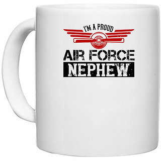                       UDNAG White Ceramic Coffee / Tea Mug 'Airforce | im a proud air force nephew' Perfect for Gifting [330ml]                                              