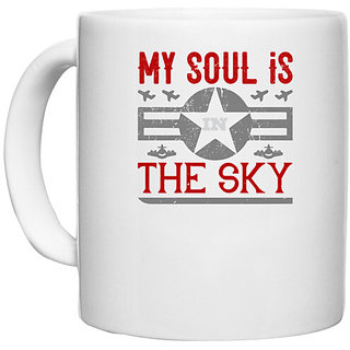                       UDNAG White Ceramic Coffee / Tea Mug 'Airforce | my soul is in the sky' Perfect for Gifting [330ml]                                              