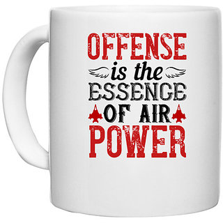                       UDNAG White Ceramic Coffee / Tea Mug 'Airforce | Offense is the essence of air power' Perfect for Gifting [330ml]                                              