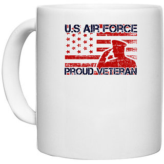                       UDNAG White Ceramic Coffee / Tea Mug 'Airforce | us air force proud veteran' Perfect for Gifting [330ml]                                              