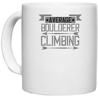                       UDNAG White Ceramic Coffee / Tea Mug 'Climbing | Average Boulderer Climbing' Perfect for Gifting [330ml]                                              