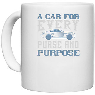                       UDNAG White Ceramic Coffee / Tea Mug 'Car | A car for every purse and purposee' Perfect for Gifting [330ml]                                              