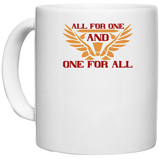                       UDNAG White Ceramic Coffee / Tea Mug 'Badminton | All for one and one for all' Perfect for Gifting [330ml]                                              