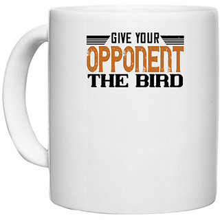                       UDNAG White Ceramic Coffee / Tea Mug 'Badminton | Give your opponent the bird' Perfect for Gifting [330ml]                                              