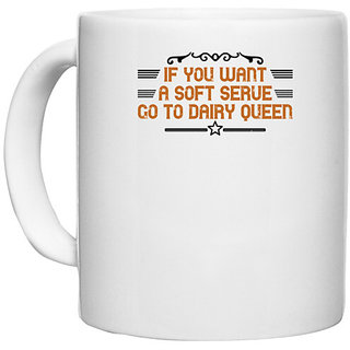                       UDNAG White Ceramic Coffee / Tea Mug 'Badminton | If you want a soft serve, go to Dairy' Perfect for Gifting [330ml]                                              