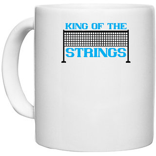                       UDNAG White Ceramic Coffee / Tea Mug 'Badminton | King of the Strings' Perfect for Gifting [330ml]                                              